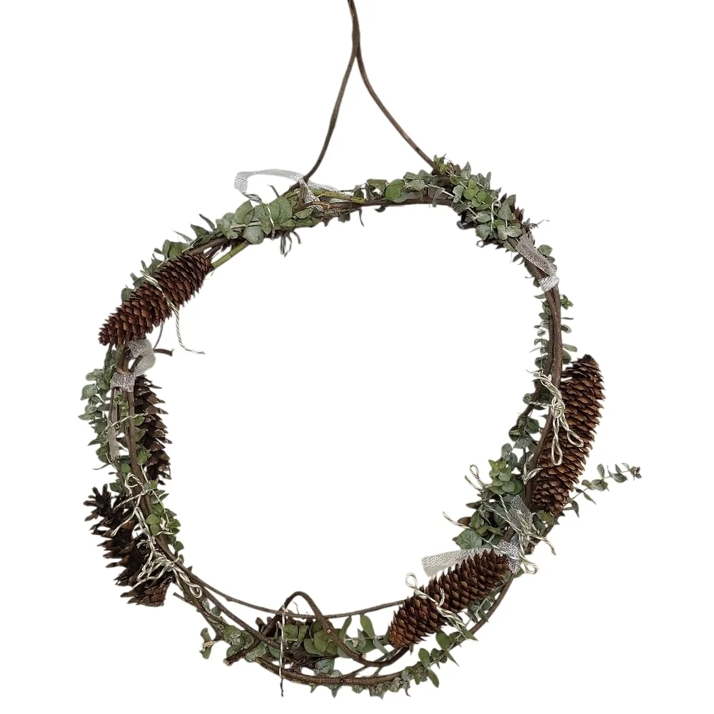 Rustic Pinecone & Eucalyptus Woodland Wreath – Handmade Natural Decor
